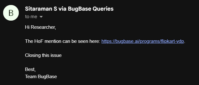 Bugbase Response