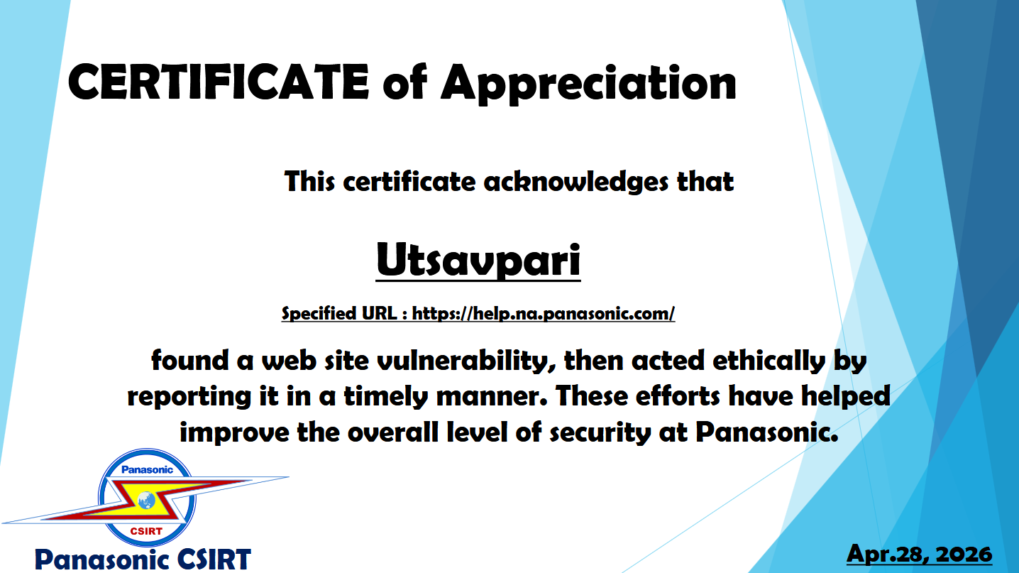 Panasonic Certificate