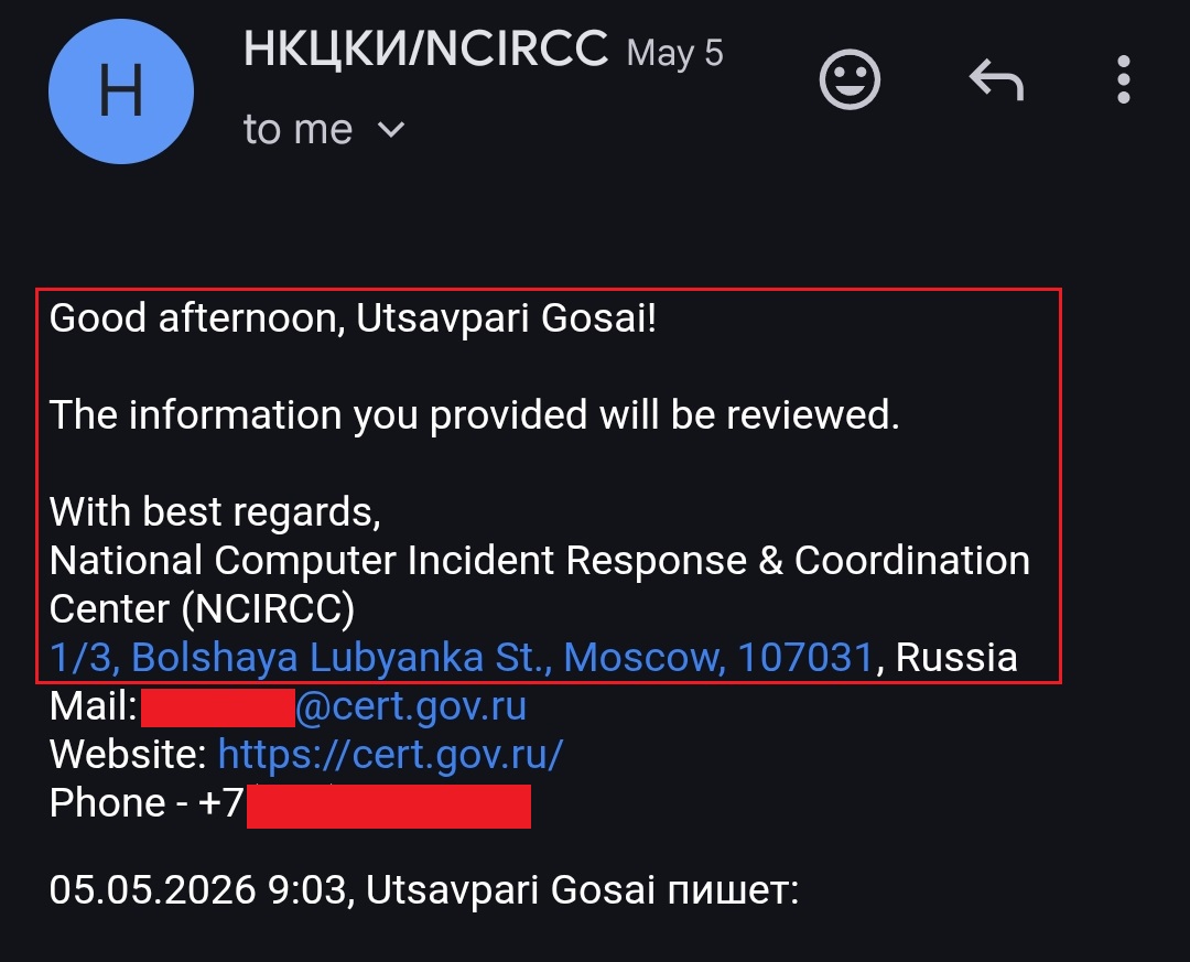 Response from Russian Government